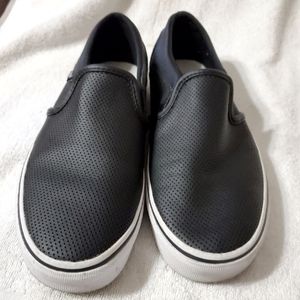Vans Asher Black Perforated Leather Slip-Ons